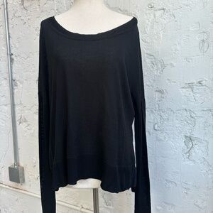 Wilfred Scoop Neck Solid Long Sleeve Top Black Size Small